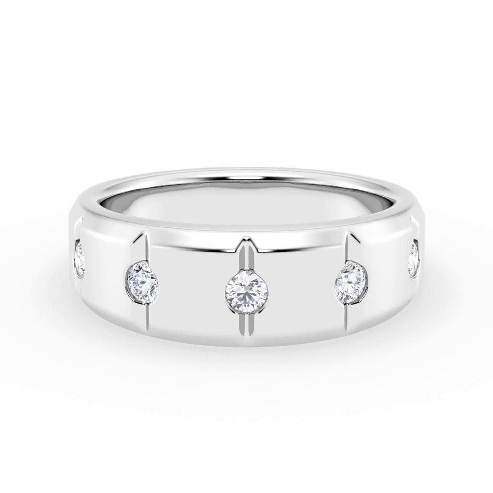 360 degree view of Grooved Tapered Diamond Band (7mm)