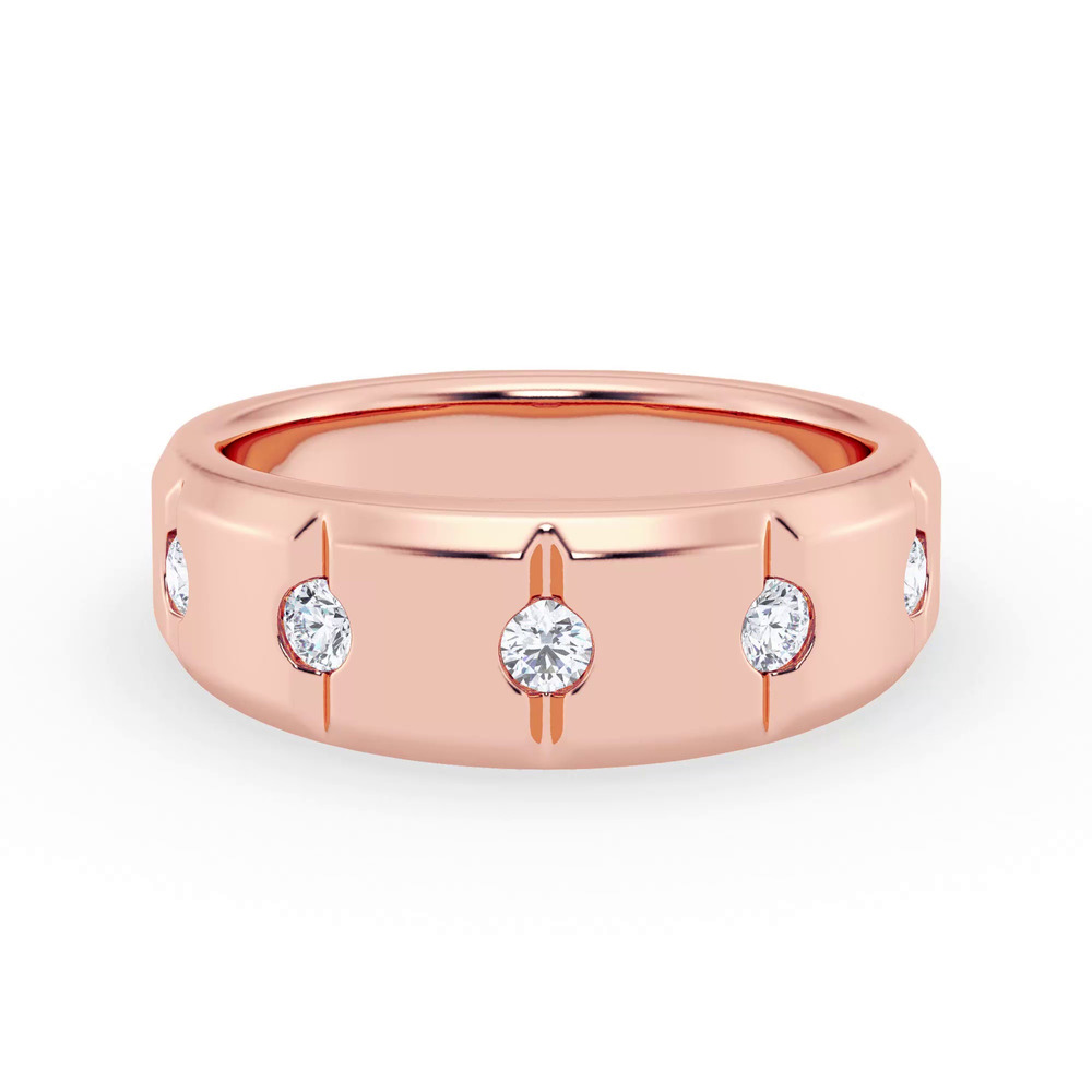 360 degree view of Grooved Tapered Diamond Band (7mm)