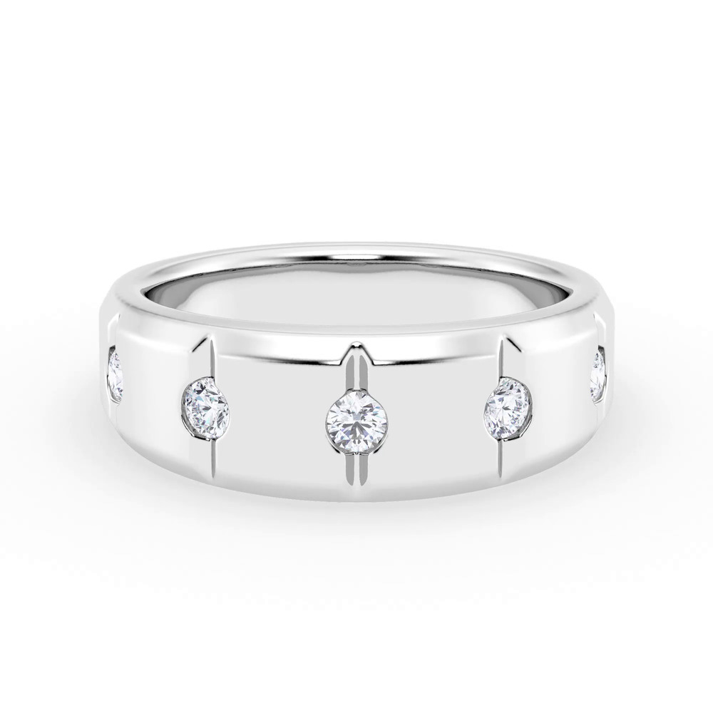360 degree view of Grooved Tapered Diamond Band (7mm)