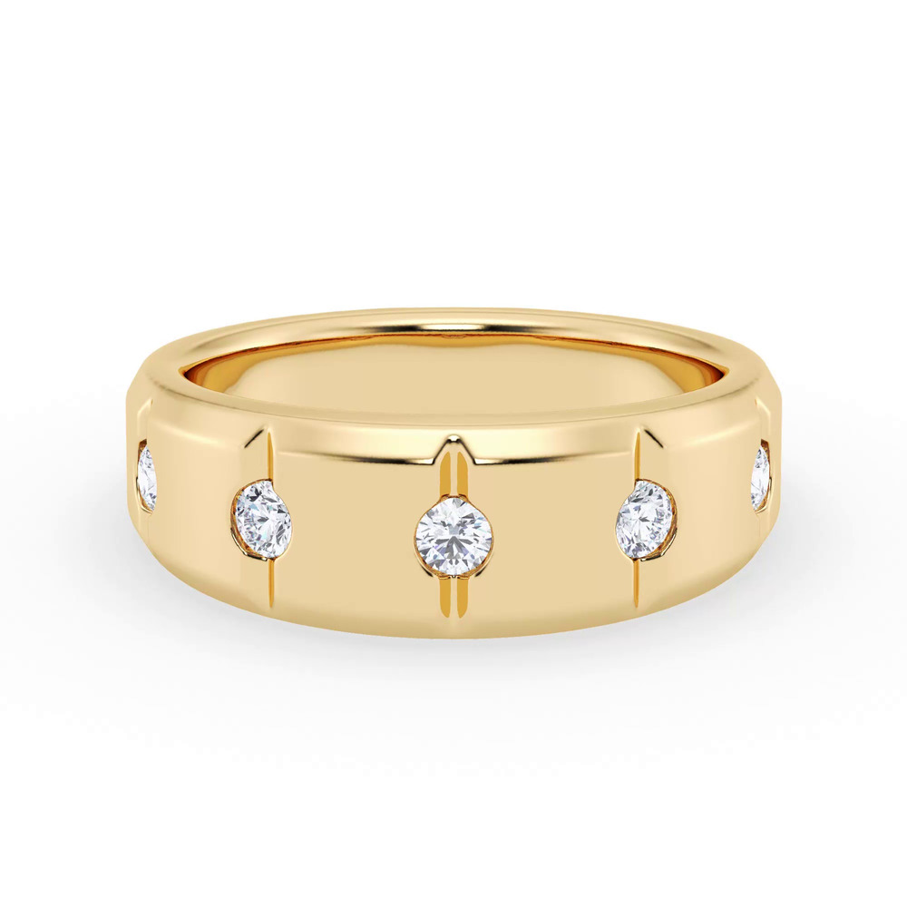 360 degree view of Grooved Tapered Diamond Band (7mm)