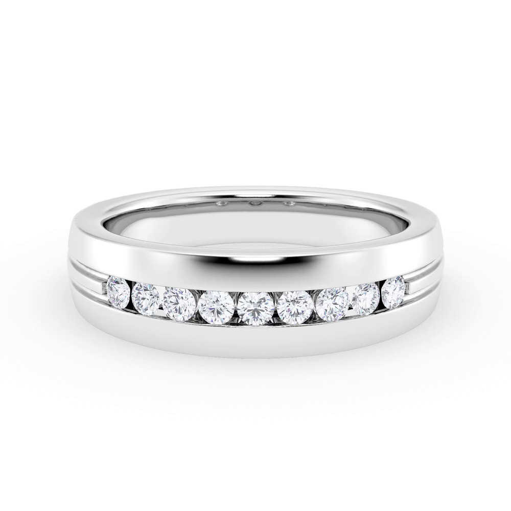 360 degree view of Channel-Set Grooved Diamond Band (6.4mm)