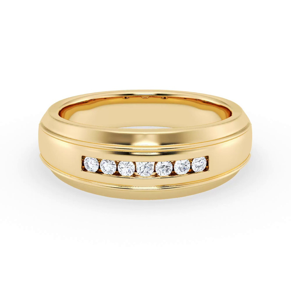 360 degree view of Grooved Channel-Set Diamond Band (7.5mm)