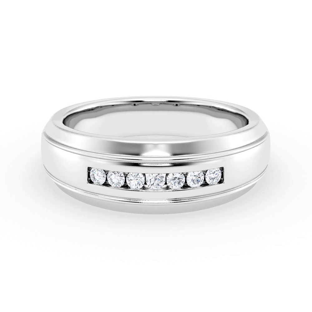 360 degree view of Grooved Channel-Set Diamond Band (7.5mm)