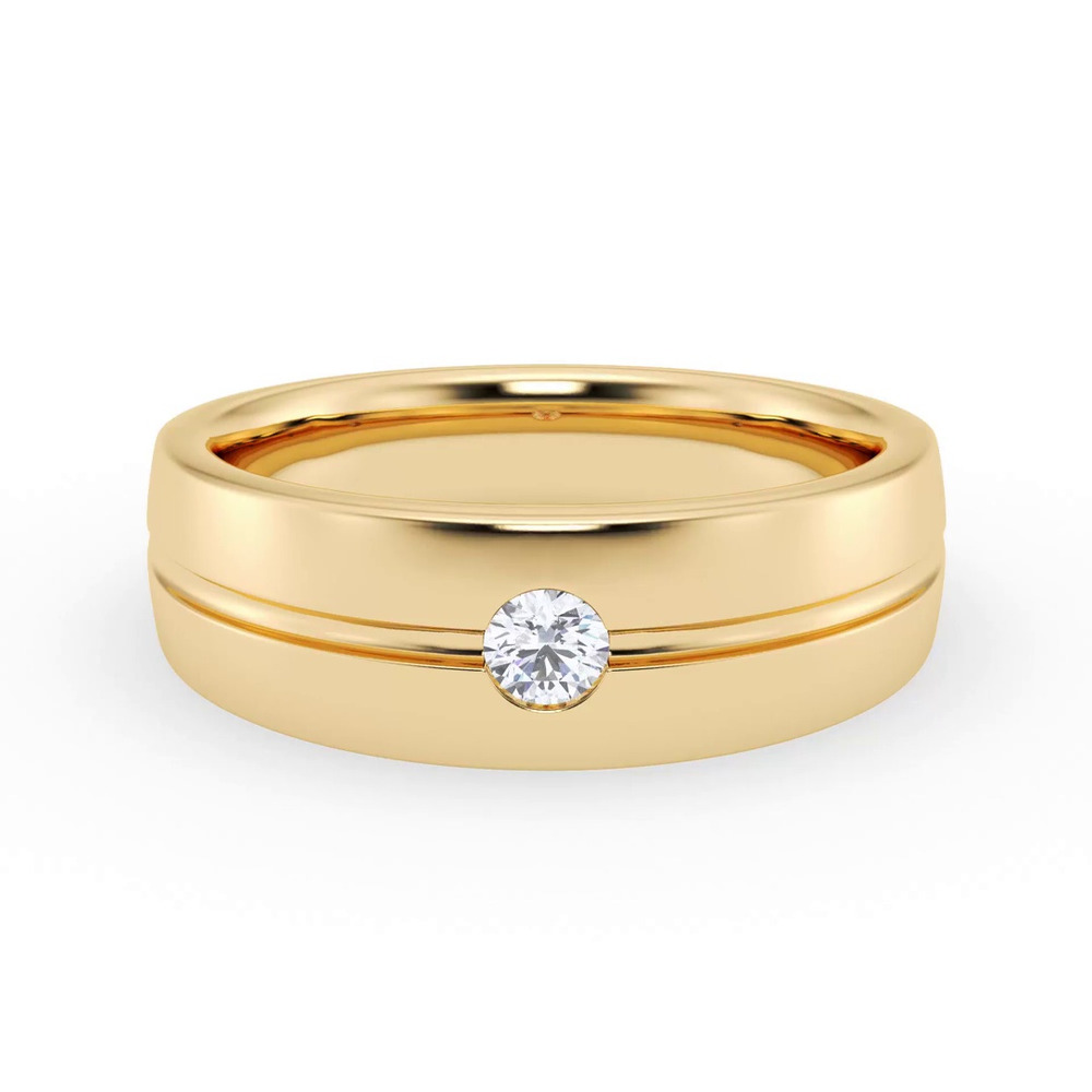 360 degree view of Grooved Diamond Solitaire Band (7mm)