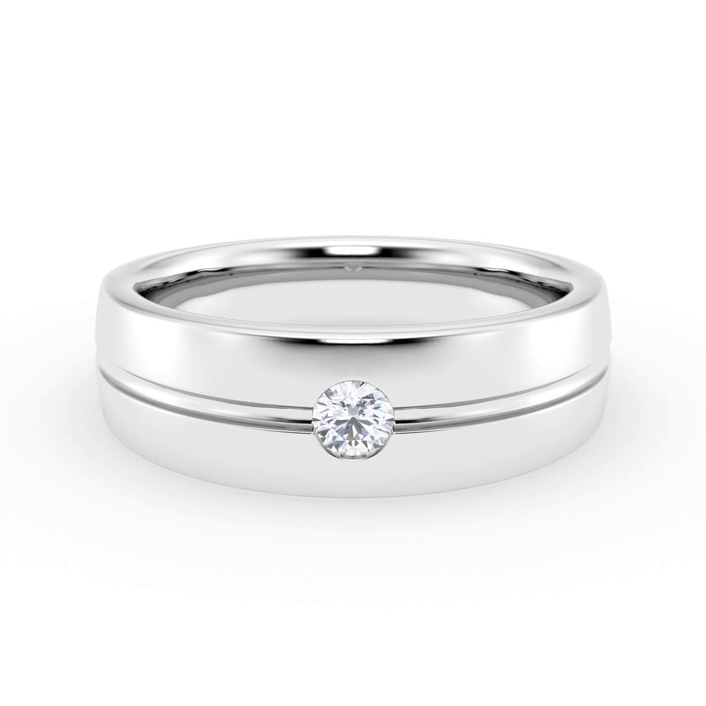 360 degree view of Grooved Diamond Solitaire Band (7mm)