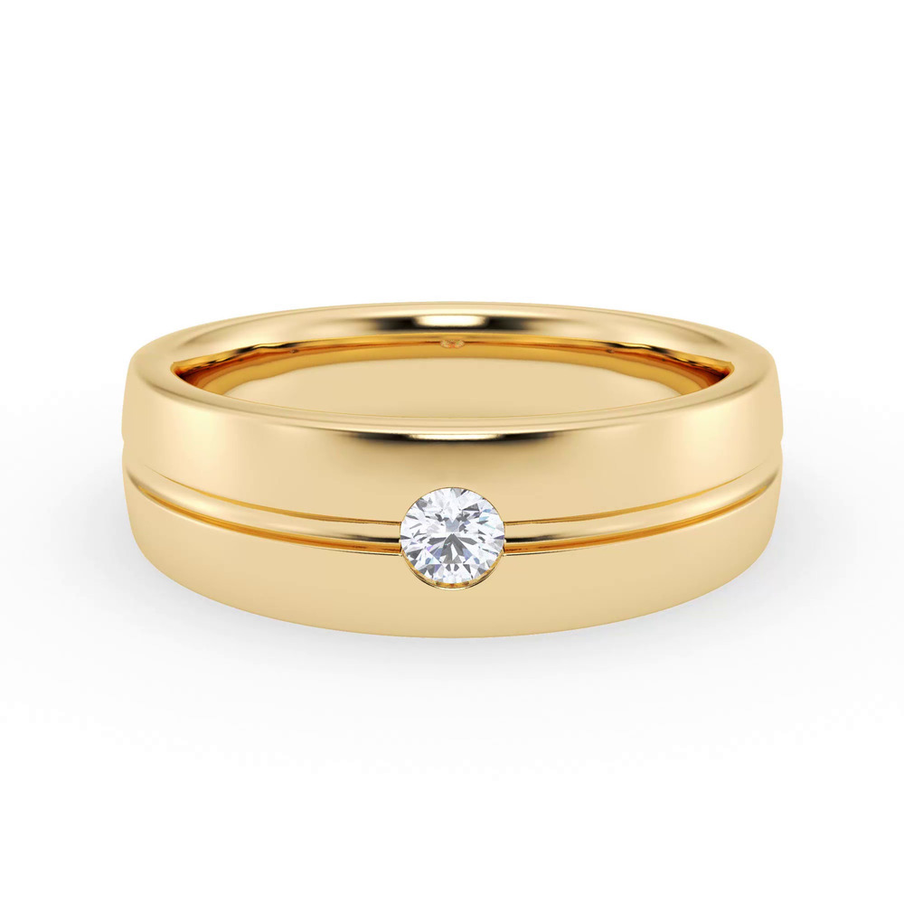 360 degree view of Grooved Diamond Solitaire Band (7mm)