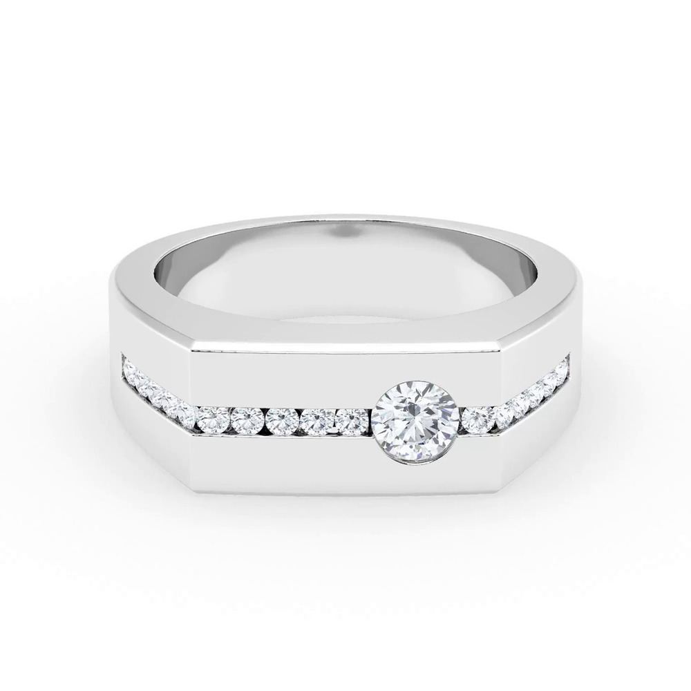 360 degree view of Angled Pavé Diamond Band (7.5mm)