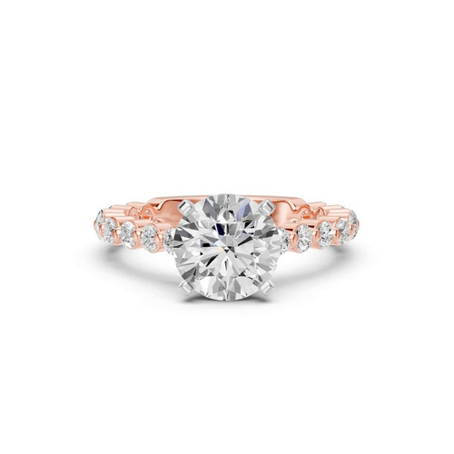 360 degree view of Signature Hearts & Arrows Shared Prong Hidden Halo Cathedral Engagement Ring (.80ct. tw.)