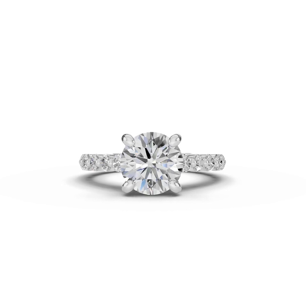 360 degree view of Signature Hearts & Arrows Shared Prong Hidden Halo Cathedral Engagement Ring (.80ct. tw.)