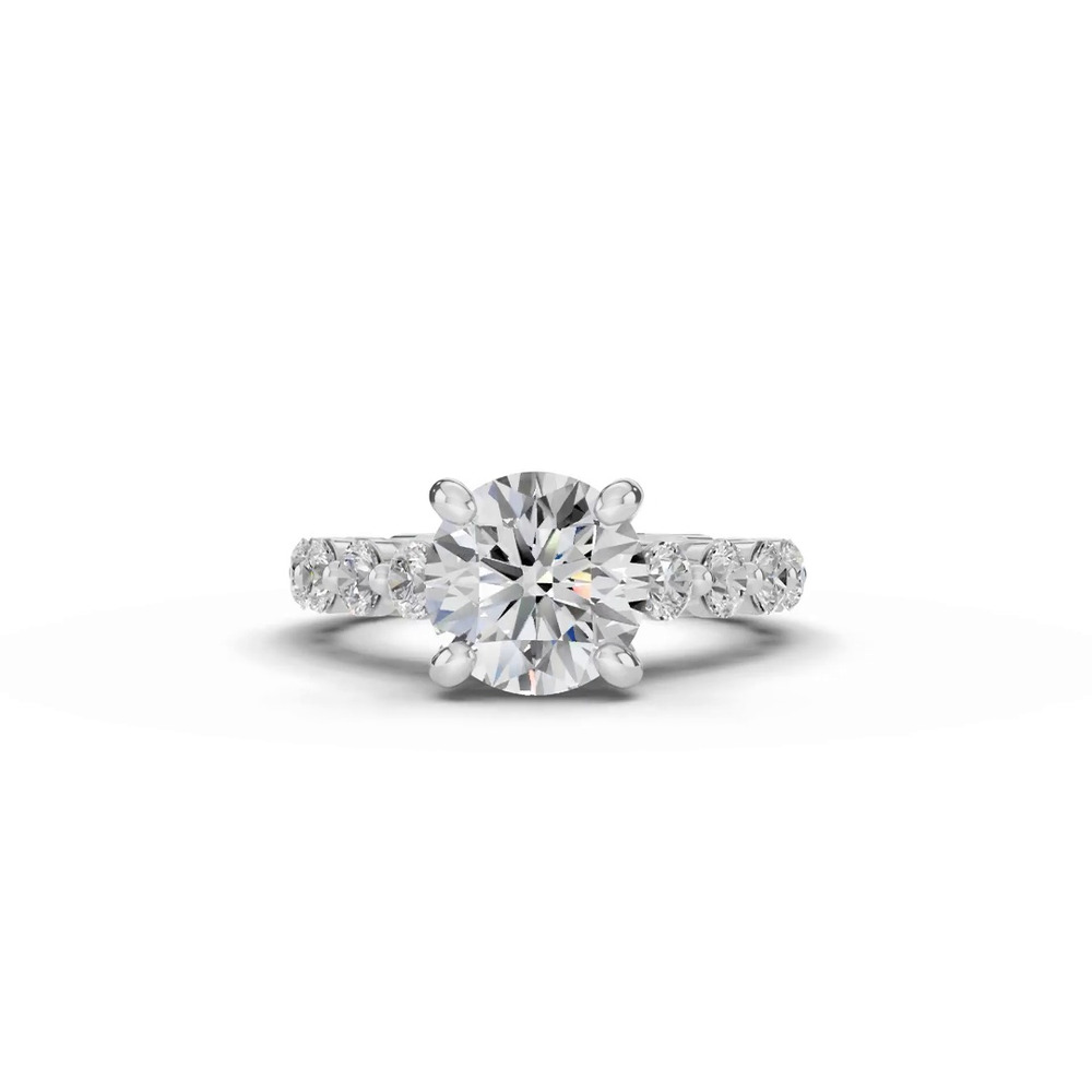 360 degree view of Signature Hearts & Arrows Shared Prong Hidden Halo Cathedral Engagement Ring (1.05ct. tw.)