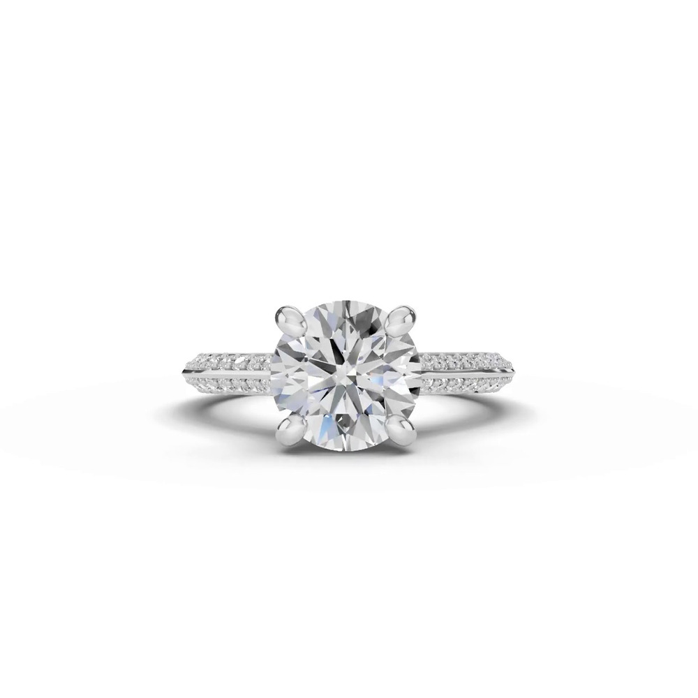 360 degree view of Signature Hearts & Arrows Pavé Knife-Edge Cathedral Engagement Ring
