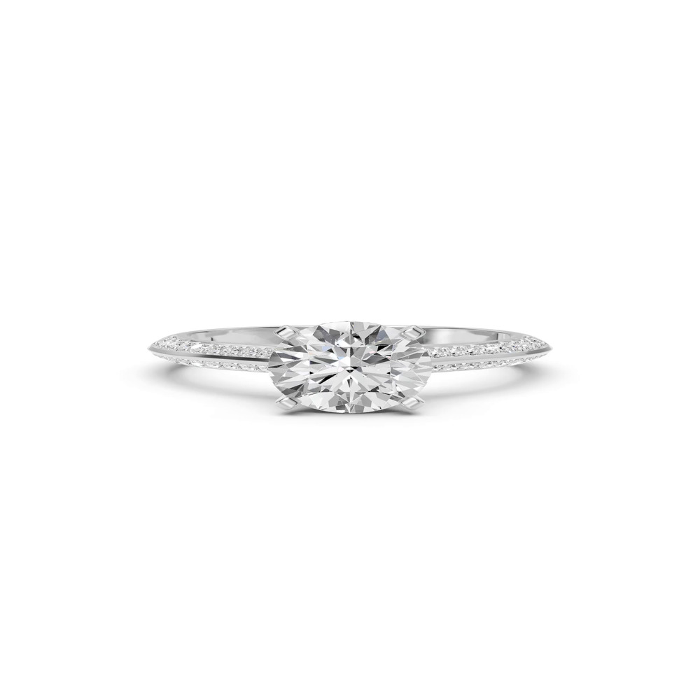 360 degree view of Signature Hearts & Arrows Pavé Cathedral Knife-Edge With Hidden Halo Engagement Ring
