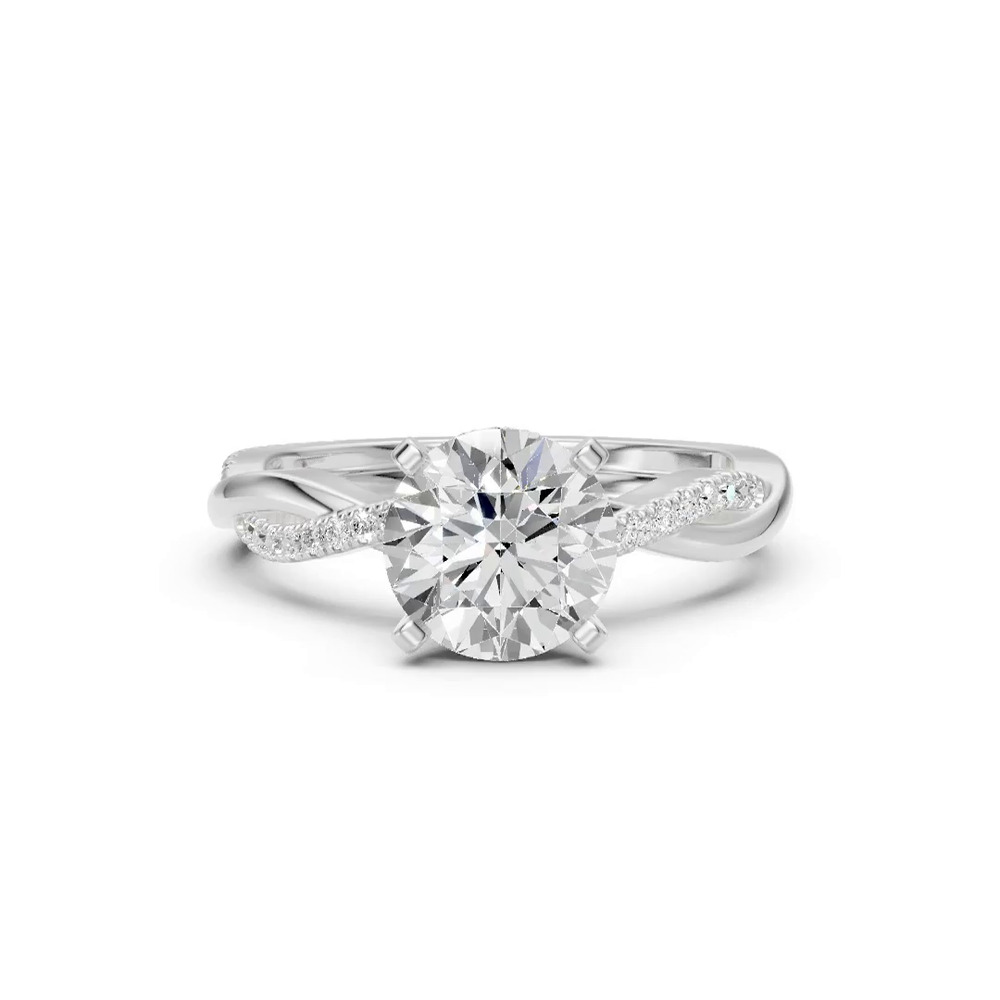 360 degree view of Signature Hearts & Arrows Pavé Twist Engagement Ring With Hidden Halo Engagement Ring