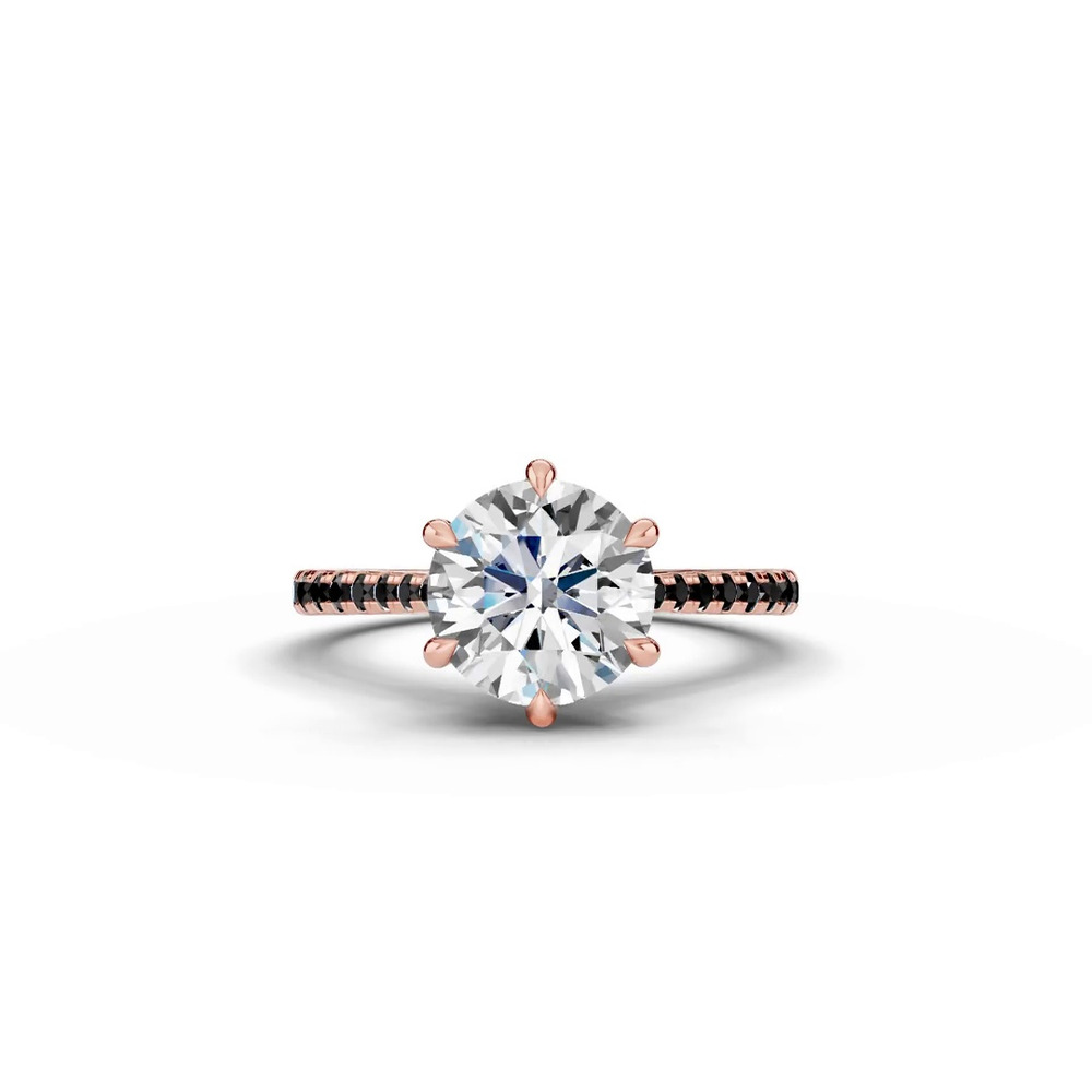 360 degree view of Tradition Cathedral Black Diamond Engagement Ring (0.20 ct. tw.)