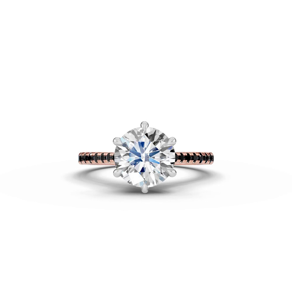 360 degree view of Tradition Cathedral Black Diamond Two-Tone Engagement Ring (0.20 ct. tw.)