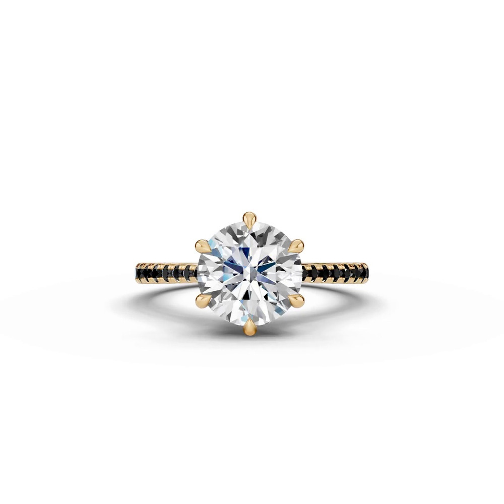 360 degree view of Tradition Cathedral Black Diamond Engagement Ring (0.20 ct. tw.)