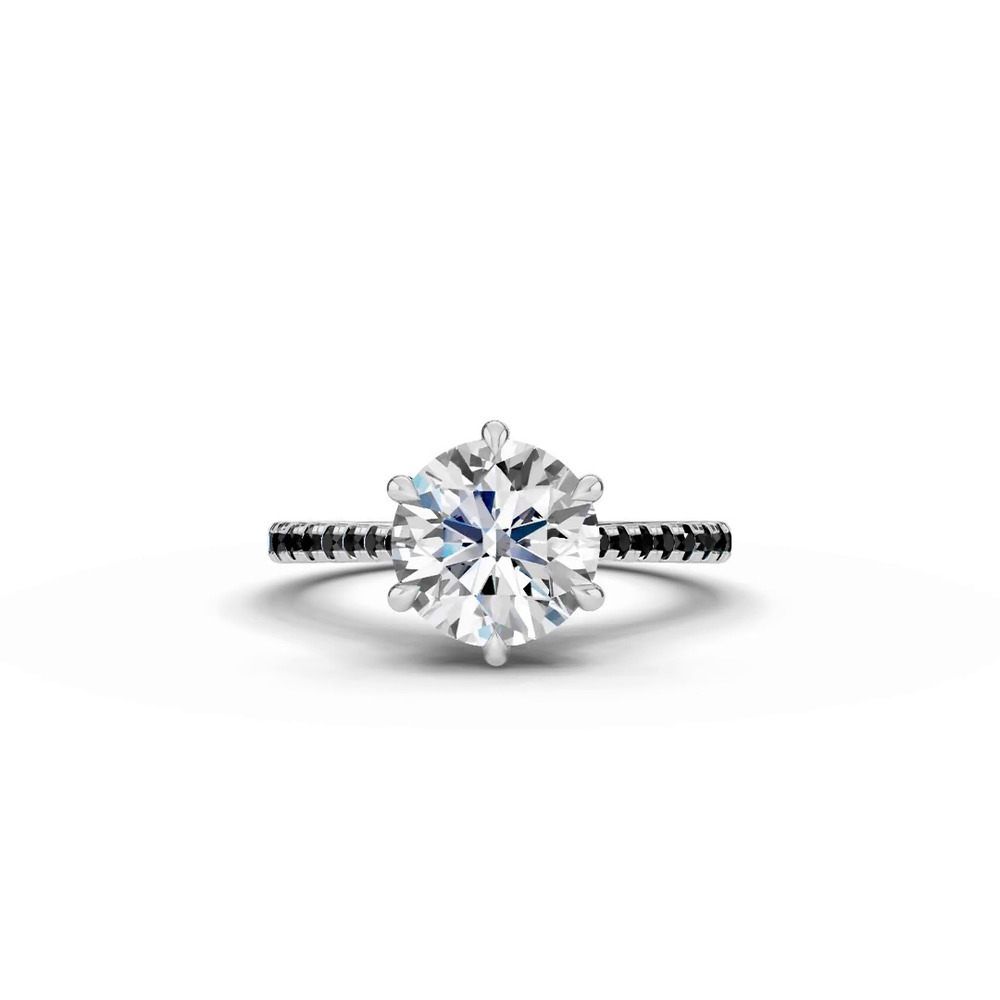 360 degree view of Tradition Cathedral Black Diamond Engagement Ring (0.20 ct. tw.)