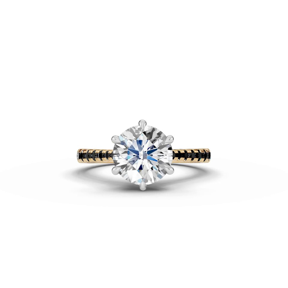 360 degree view of Tradition Cathedral Black Diamond Two-Tone Engagement Ring (0.30 ct. tw.)