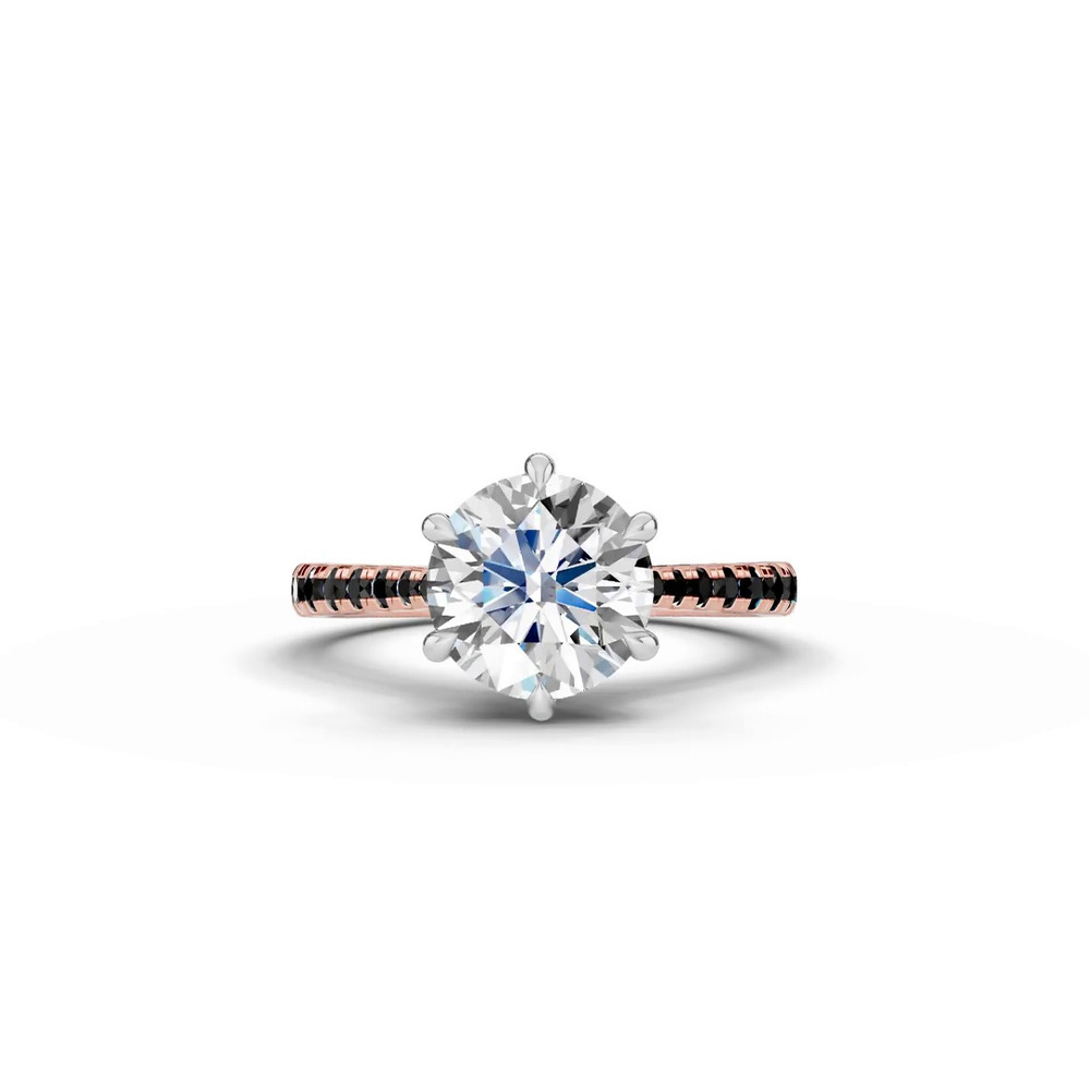 360 degree view of Tradition Cathedral Black Diamond Two-Tone Engagement Ring (0.30 ct. tw.)