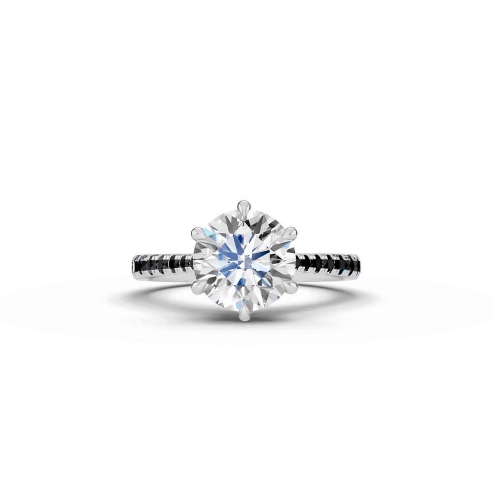 360 degree view of Tradition Cathedral Black Diamond Engagement Ring (0.30 ct. tw.)