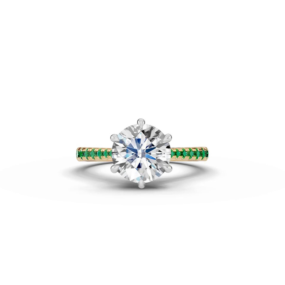 360 degree view of Tradition Cathedral Tsavorite Two-Tone Engagement Ring (0.30 ct. tw.)