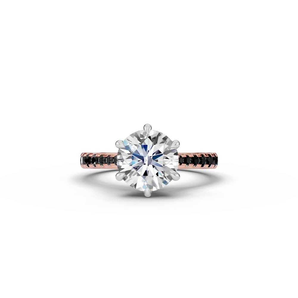 360 degree view of Tradition Cathedral Black Diamond Two-Tone Engagement Ring (0.35 ct. tw.)