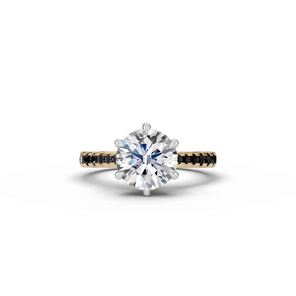 360 degree view of Tradition Cathedral Black Diamond Two-Tone Engagement Ring (0.35 ct. tw.)