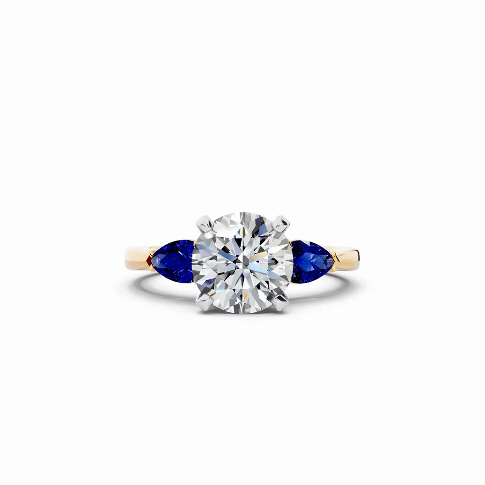 360 degree view of Madison Sapphire Three-Stone Two-Tone Pear Engagement Ring (0.50 ct. tw.)
