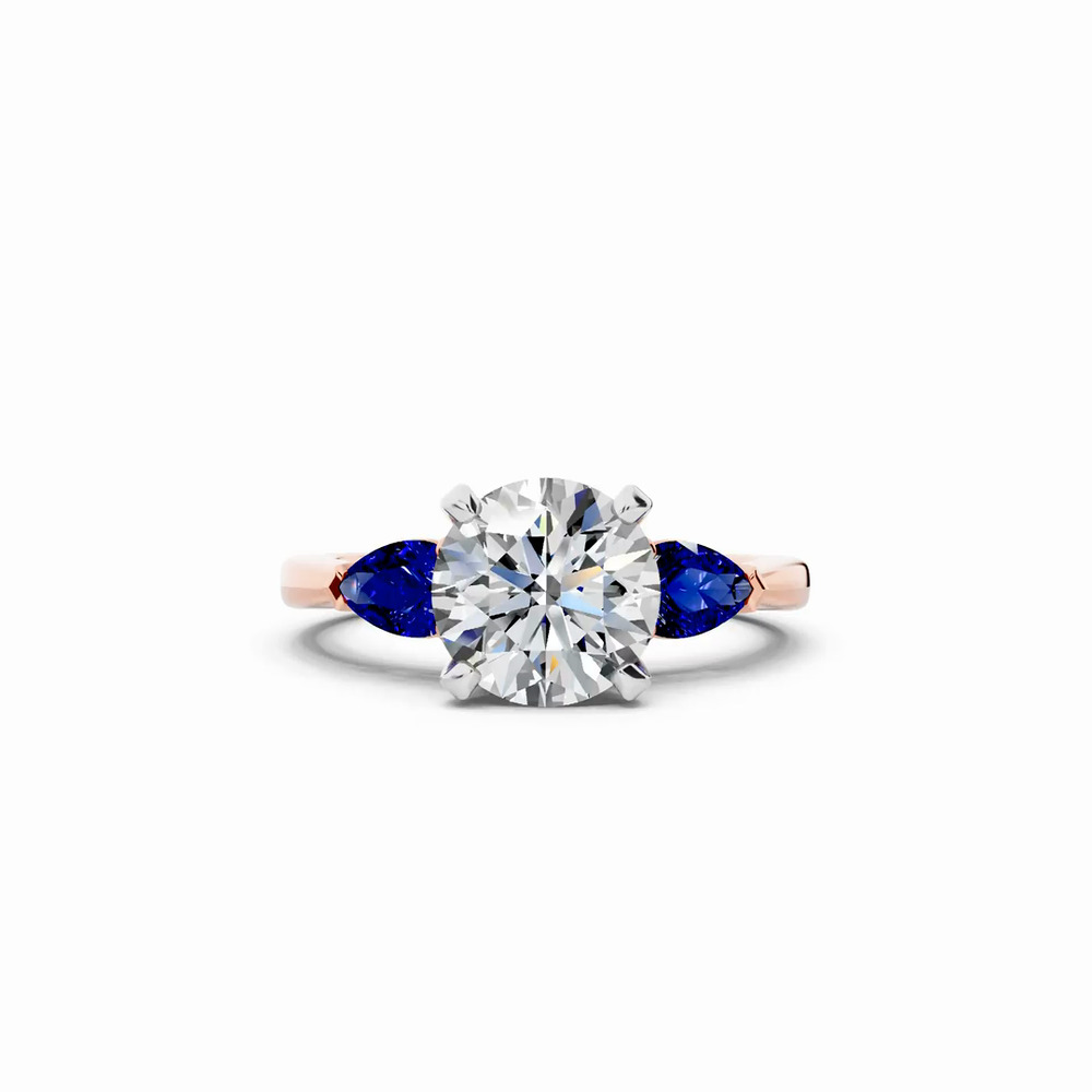 360 degree view of Madison Sapphire Three-Stone Two-Tone Pear Engagement Ring (0.50 ct. tw.)