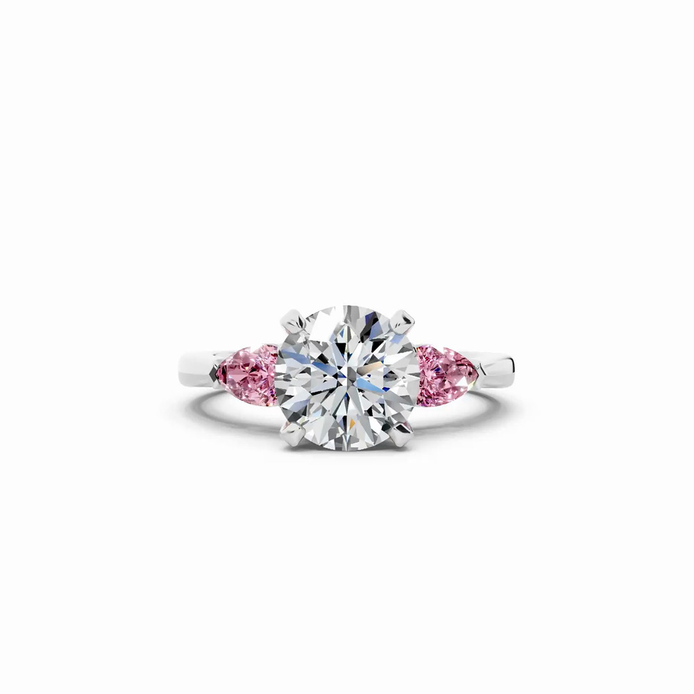 360 degree view of Madison Pink Sapphire Three-Stone Pear Engagement Ring (0.50 ct. tw.)