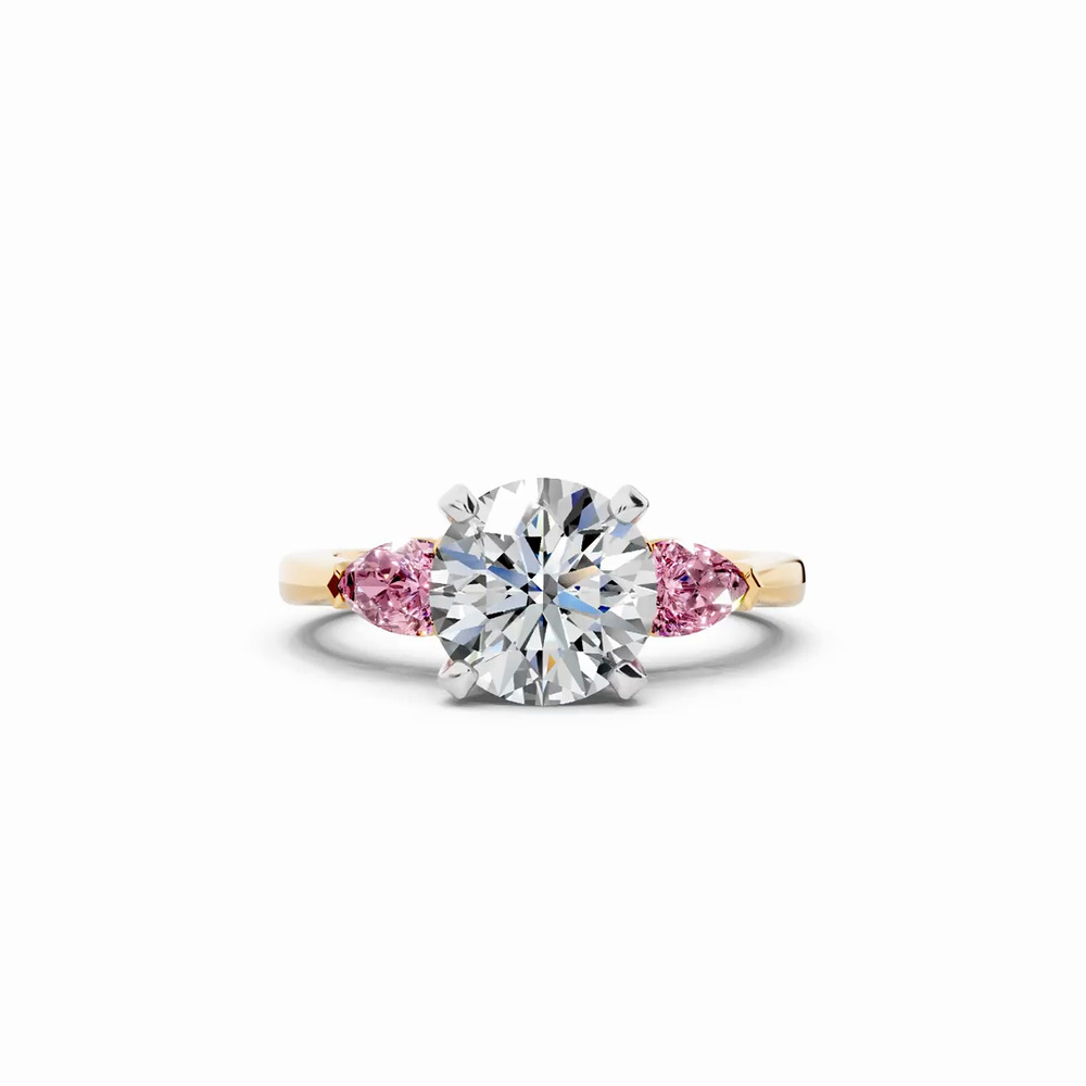 360 degree view of Madison Pink Sapphire Three-Stone Two-Tone Pear Engagement Ring (0.50 ct. tw.)
