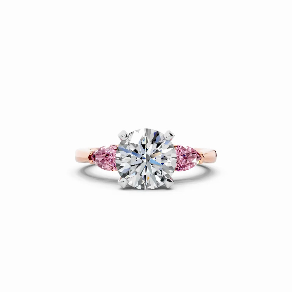 360 degree view of Madison Pink Sapphire Three-Stone Two-Tone Pear Engagement Ring (0.50 ct. tw.)