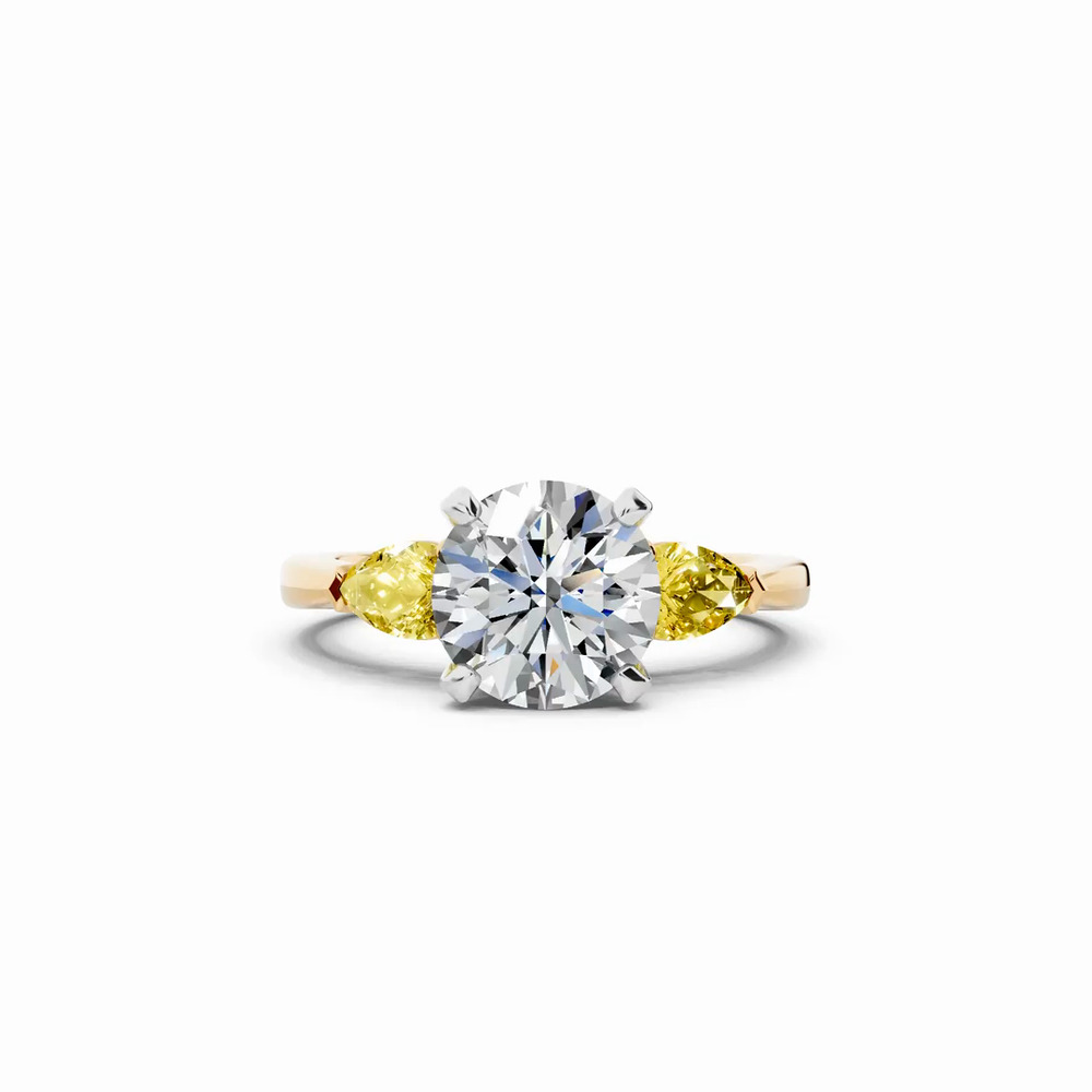 360 degree view of Madison Yellow Sapphire Three-Stone Two-Tone Pear Engagement Ring (0.50 ct. tw.)