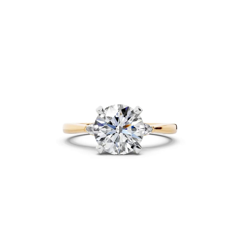 360 degree view of Madison Three-Stone Two-Tone Pear Engagement Ring (.10 ct. tw.)