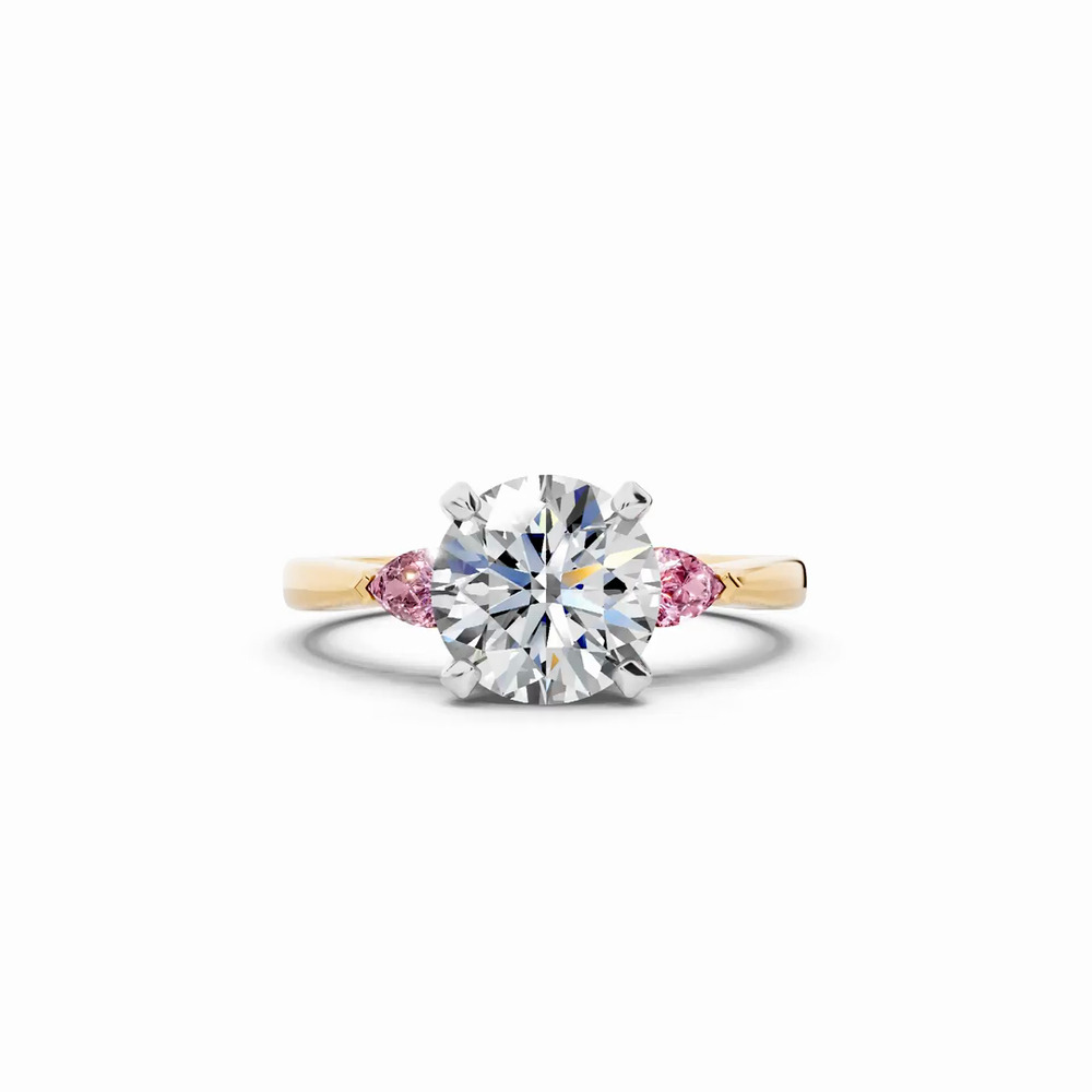 360 degree view of Madison Pink Sapphire Three-Stone Two-Tone Pear Engagement Ring (0.25 ct. tw.)