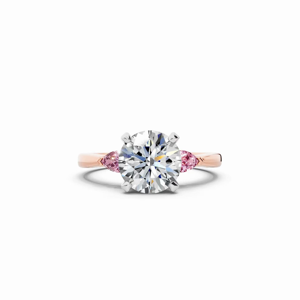 360 degree view of Madison Pink Sapphire Three-Stone Two-Tone Pear Engagement Ring (0.25 ct. tw.)
