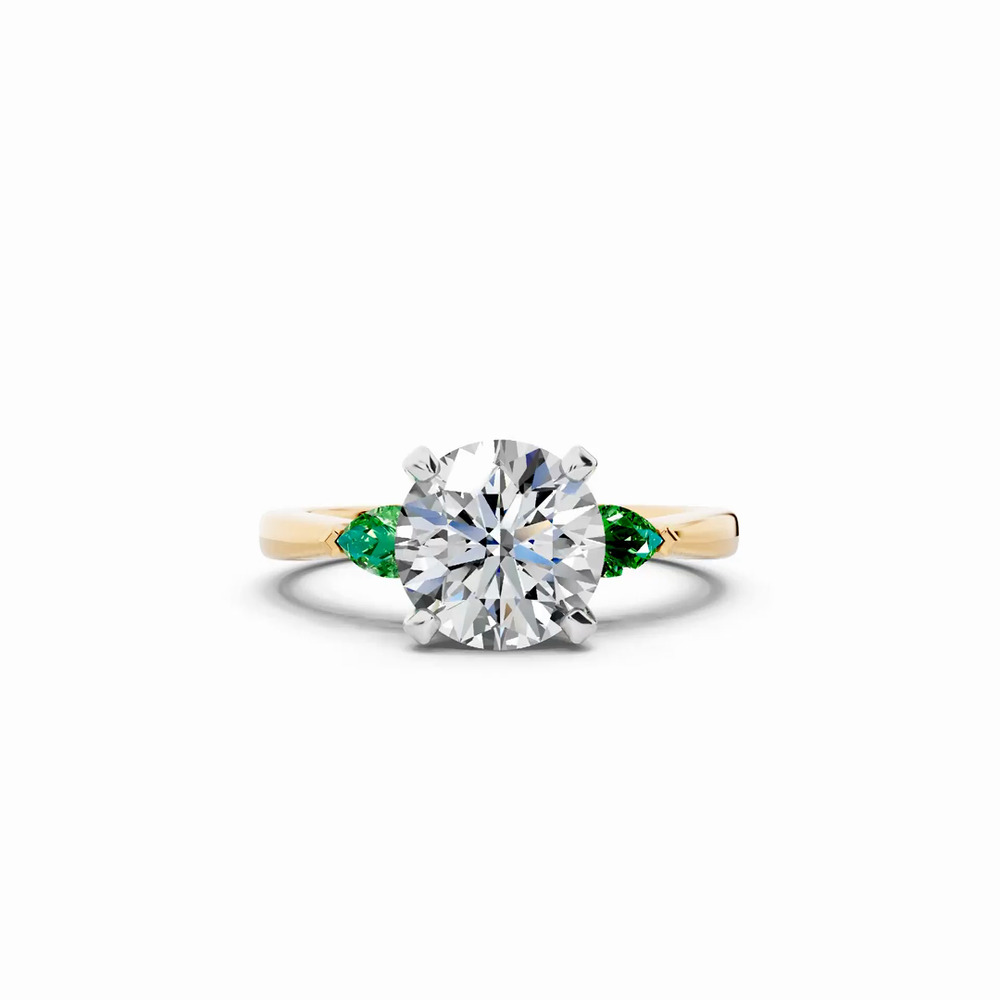 360 degree view of Madison Tsavorite Three-Stone Two-Tone Pear Engagement Ring (0.25 ct. tw.)