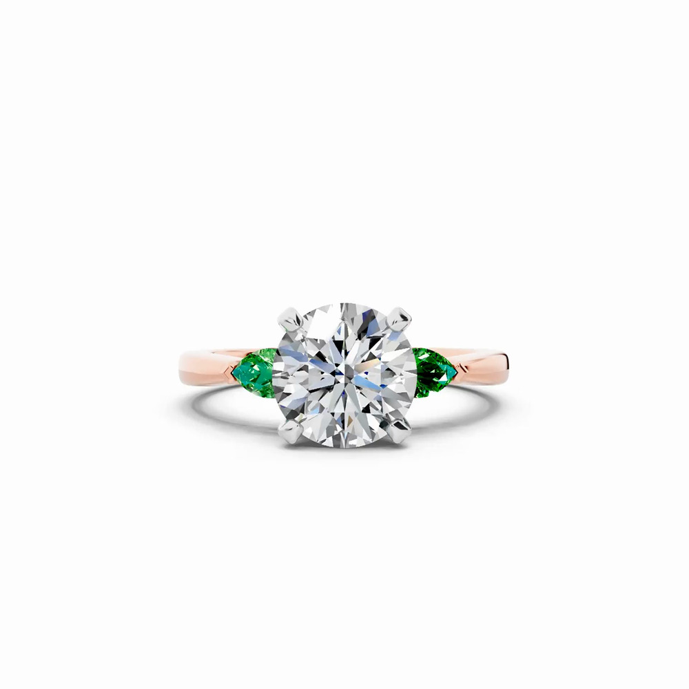 360 degree view of Madison Tsavorite Three-Stone Two-Tone Pear Engagement Ring (0.25 ct. tw.)