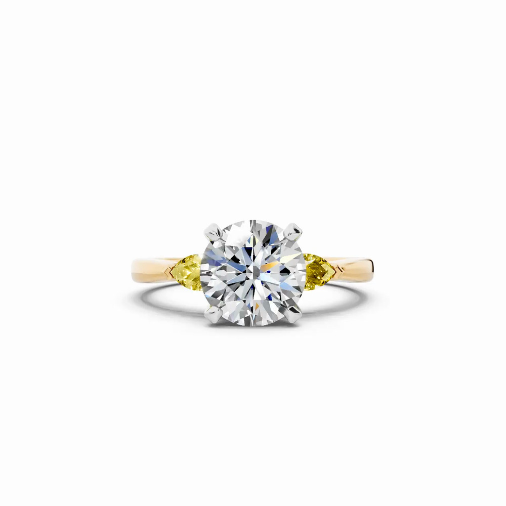 360 degree view of Madison Yellow Sapphire Three-Stone Two-Tone Pear Engagement Ring (0.25 ct. tw.)