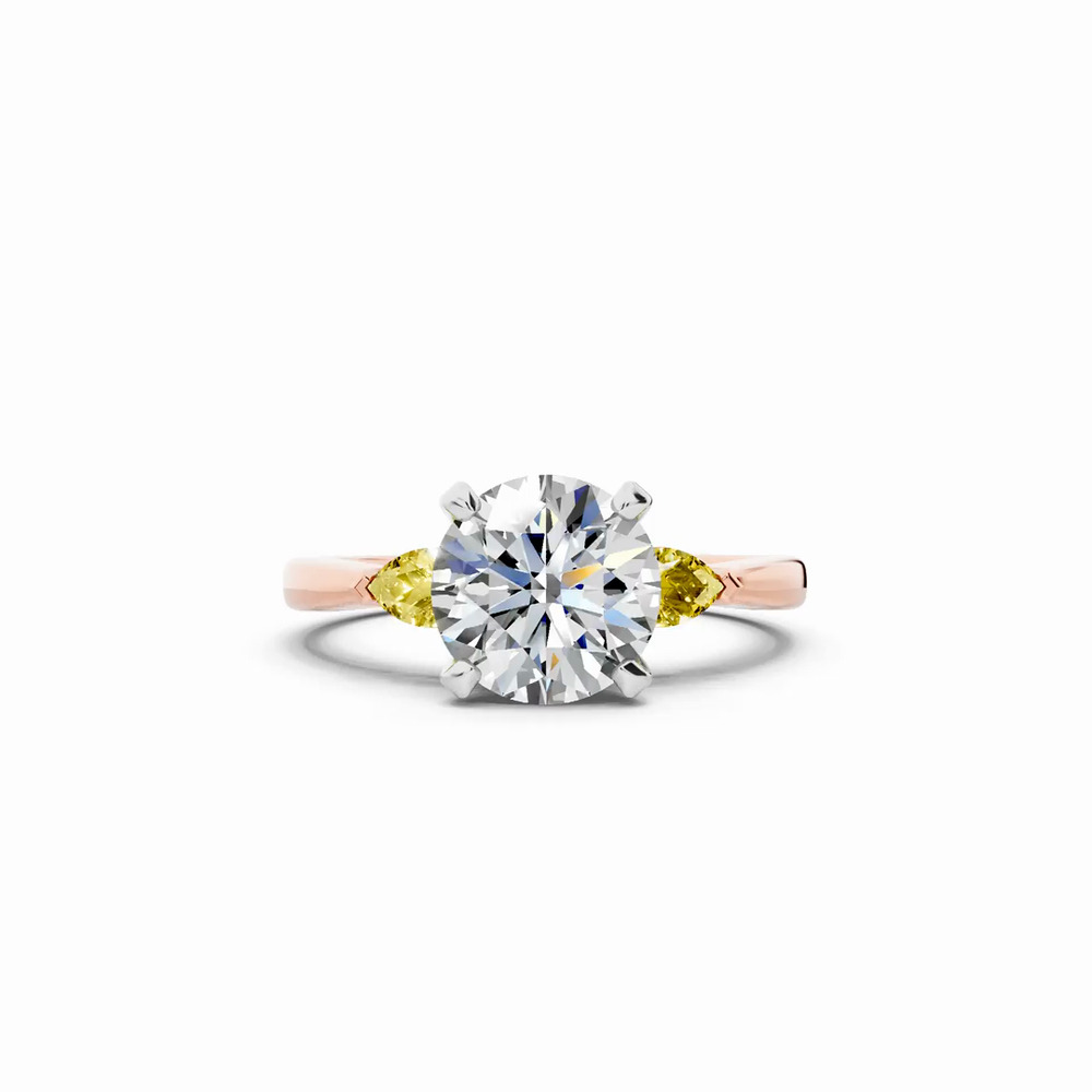 360 degree view of Madison Yellow Sapphire Three-Stone Two-Tone Pear Engagement Ring (0.25 ct. tw.)