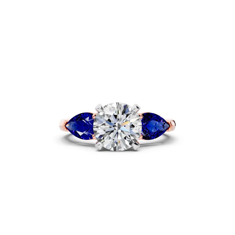 360 degree view of Madison Sapphire Three-Stone Two-Tone Pear Engagement Ring (1 ct. tw.)