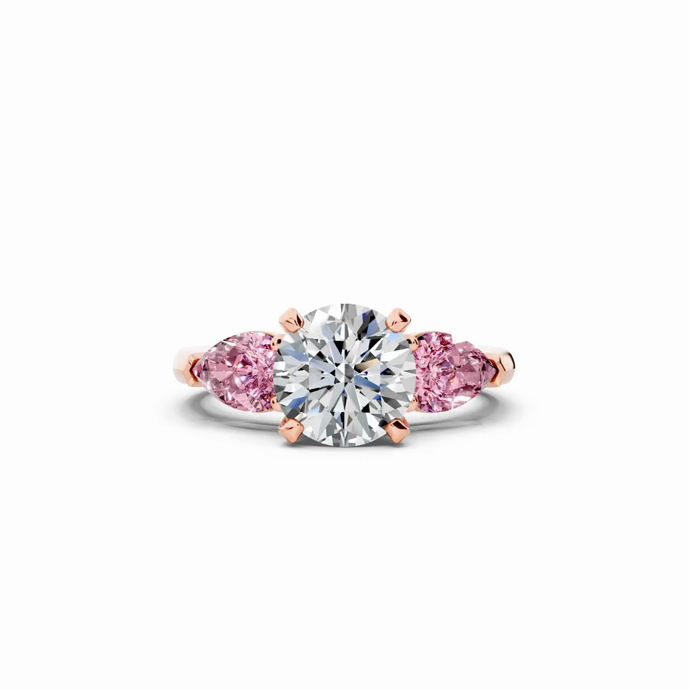 360 degree view of Madison Pink Sapphire Three-Stone Pear Engagement Ring (1 ct. tw.)