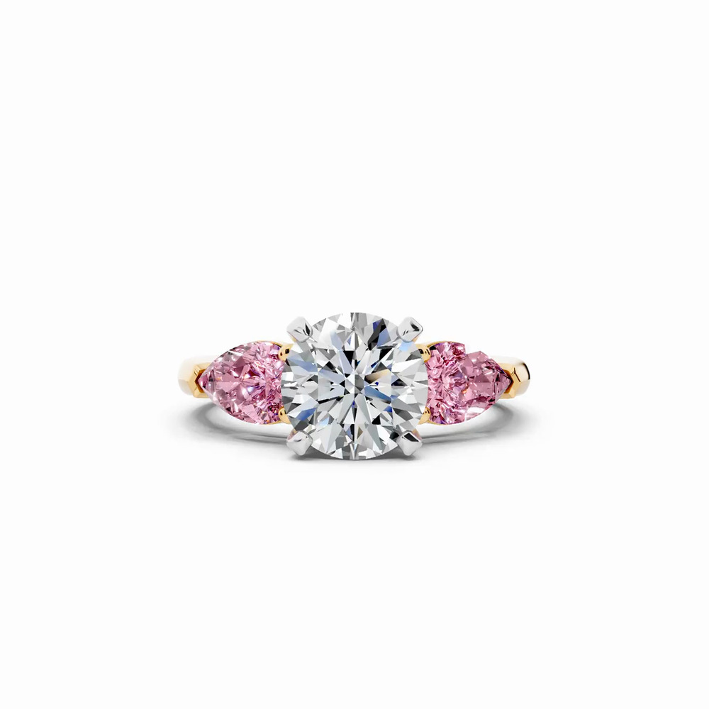360 degree view of Madison Pink Sapphire Three-Stone Two-Tone Pear Engagement Ring (1 ct. tw.)