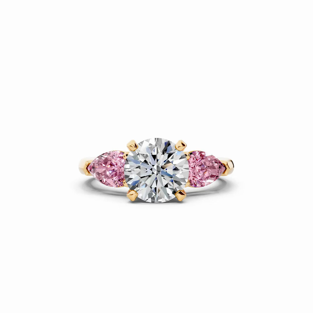 360 degree view of Madison Pink Sapphire Three-Stone Pear Engagement Ring (1 ct. tw.)