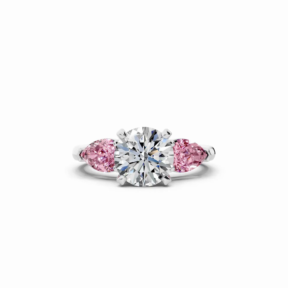 360 degree view of Madison Pink Sapphire Three-Stone Pear Engagement Ring (1 ct. tw.)