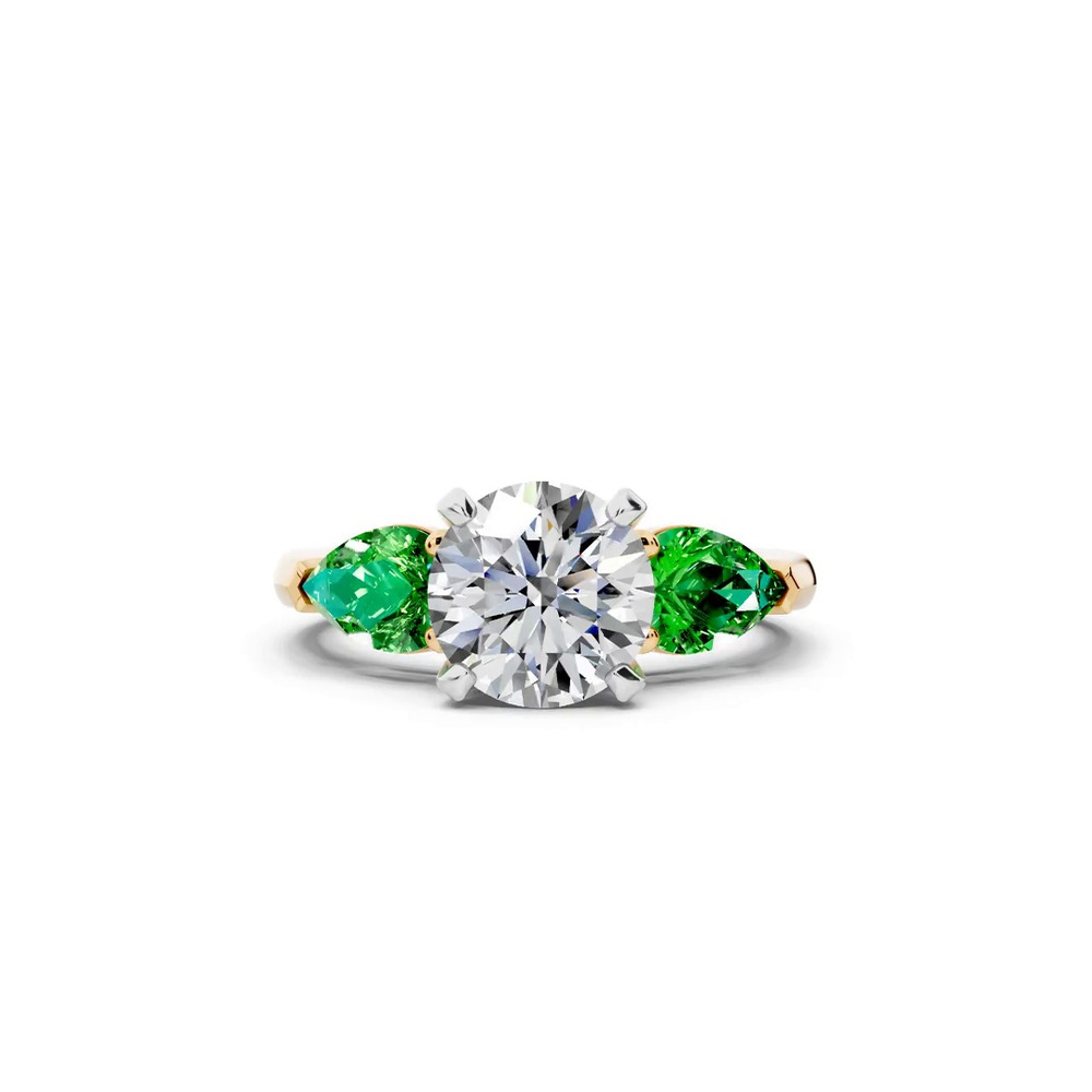 360 degree view of Madison Tsavorite Three-Stone Two-Tone Pear Engagement Ring (1 ct. tw.)