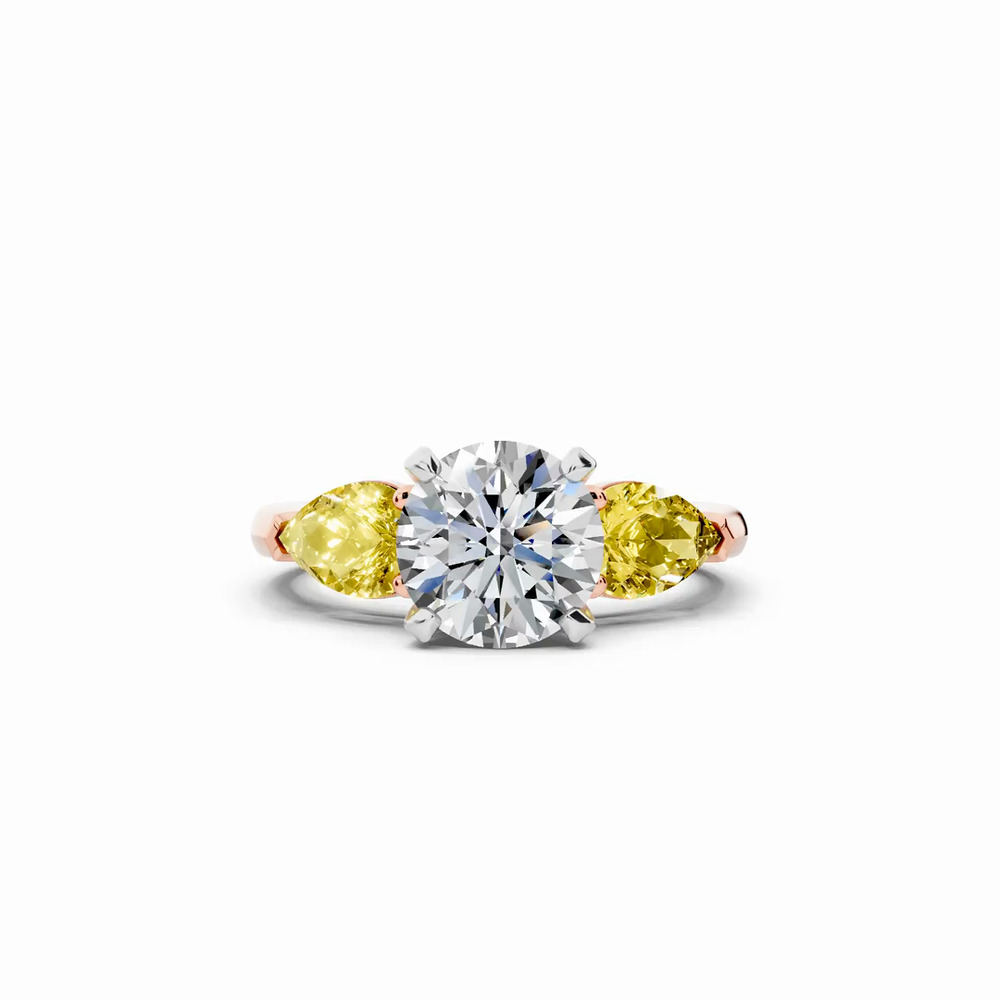 360 degree view of Madison Yellow Sapphire Three-Stone Two-Tone Pear Engagement Ring (1 ct. tw.)