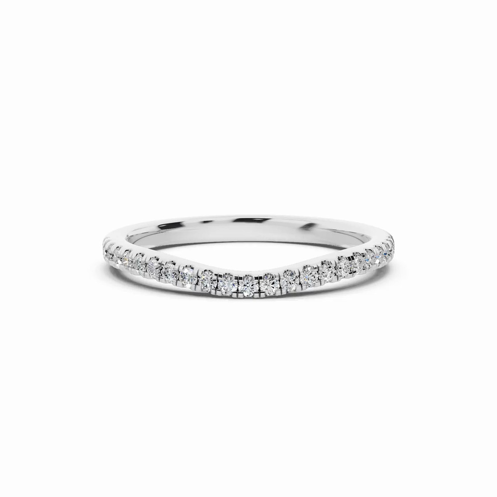 360 degree view of Madison Contoured Pavé Band