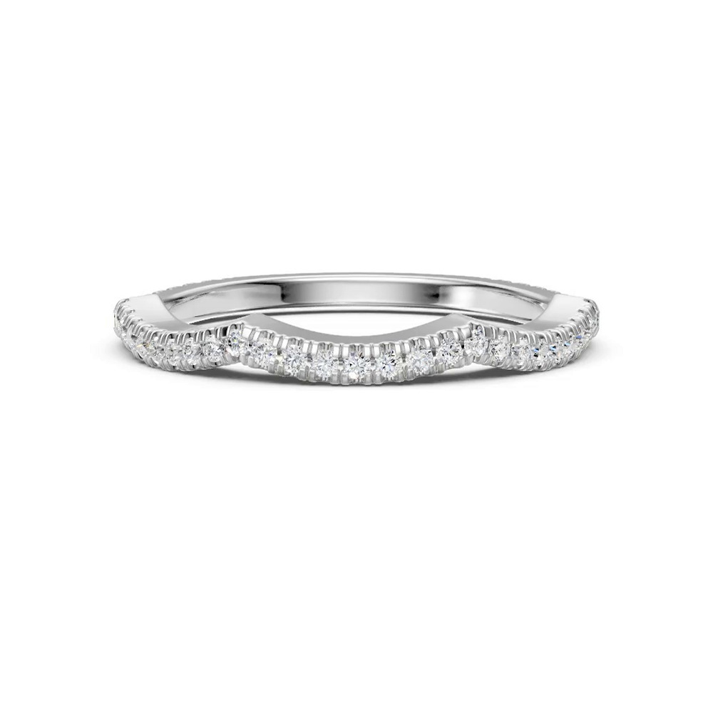 360 degree view of Signature Hearts & Arrows Pavé Spiral Curved Band