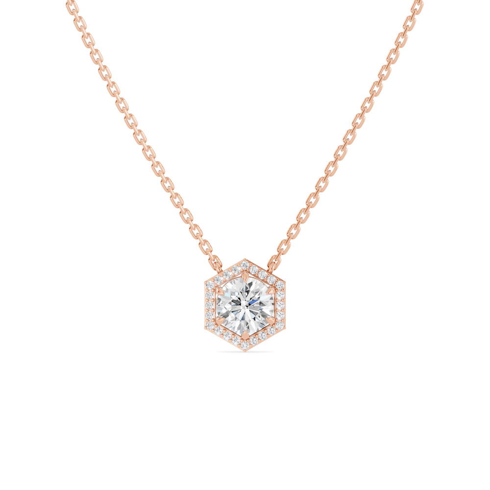 360 degree view of Hexagon Halo Lab Diamond Pendant
